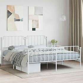 vidaXL Sängram med huvudgavel och fotgavel vit metall 183x213 cm