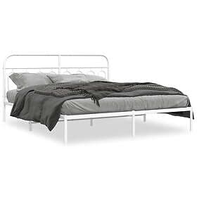 vidaXL Sängram med huvudgavel metall vit 160x200 cm