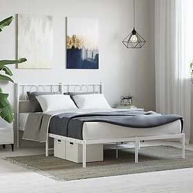 vidaXL Sängram med huvudgavel metall vit 140x190 cm