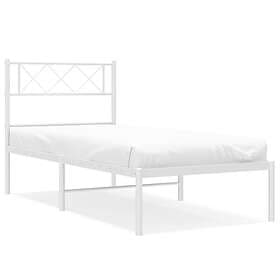 vidaXL Sängram med huvudgavel metall vit 107x203 cm