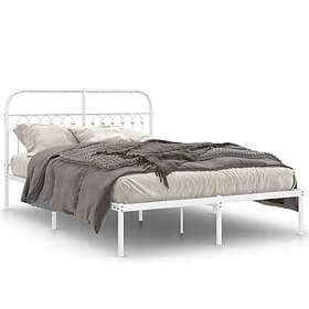vidaXL Sängram med huvudgavel metall vit 140x190 cm