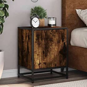 vidaXL Nightstand Smoke Brown Oak 40x31x50cm Constructed Wood and Metal