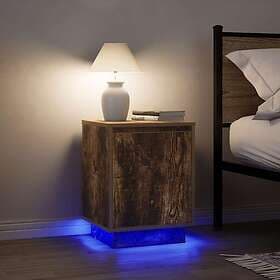 vidaXL Nightstand With LED Lights Smoke Oak 38x34x50cm