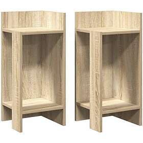 vidaXL Sidobord 2 st med hylla sonoma-ek 25,5x27x60 cm