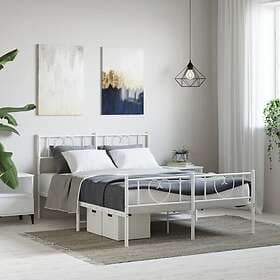 vidaXL Bed Frame with headboard and footboard white metal 120x190 cm