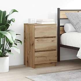 vidaXL Sängbord med 3 lådor 2 st hantverksmässig ek 39x35x65 cm