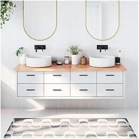 vidaXL Bänkskiva badrum ljusbrun 180x60x(2-4) cm behandlat massivt trä