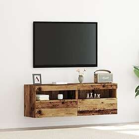 vidaXL TV-väggskåp med LED-lampor 2 pcs gammalt trä 60x30x40 cm