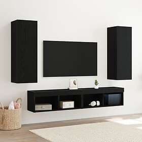 vidaXL Väggmonterad TV-hylla 2 st Svart Ek 30,5x30x90 cm Konstruerat trä