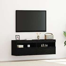 vidaXL TV-väggskåp med LED-lampor 2 st Svart ek 60x30x40 cm