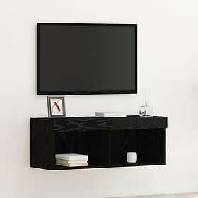 vidaXL TV Väggskåp med LED-lampor Svart Ek 80x30x30 cm