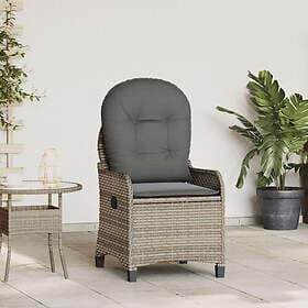vidaXL Recliner Stol med Kudde Grå Poly Rattan