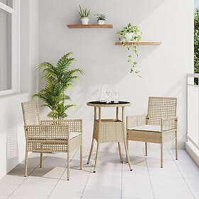 vidaXL Lounge Set 3 Pieces Beige Poly Rattan 3334949