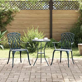 vidaXL Garden Chairs 2 pcs Green Cast Iron
