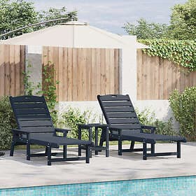 vidaXL 3-Piece Garden Furniture Set Navy Blue HDPE