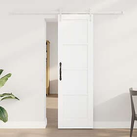 vidaXL skjutdörr med hårdvarusats Vit 61x198.5 cm Massiv trä Furu