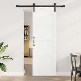 vidaXL Skjutdörr med Hårdvaruset Vit 73,5x211 cm Massivt Trä Furu