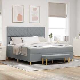 vidaXL Box Spring Bed with Mattress & Bench Light Grey 180x200 cm Fabric