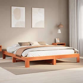 vidaXL Bed Frame without Mattress Wax Brown 180x200 cm Super King Solid Wood Pin