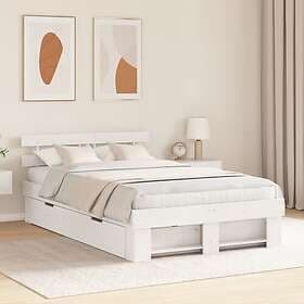 vidaXL White Bed Frame with Drawers 135x190 cm Solid Pine Wood