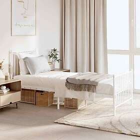 vidaXL Metal Bed Frame without Mattress with Footboard White 75x190cm