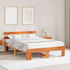 vidaXL Bed Frame with Headboard Wax Brown 140x200 cm Solid Wood Pine