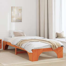 vidaXL Bed Frame Wax Brown Solid Wood 90 x 200 cm Durable Rectangular