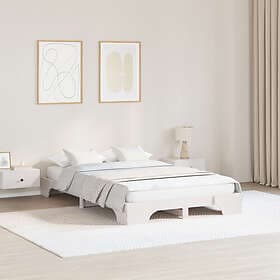 vidaXL Bed Frame White Solid Pine wood 135 x 190 cm Bed Frame