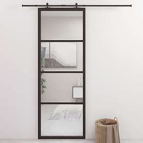 vidaXL Sliding Door Aluminium and ESG Glass 76x205 cm Black 149479