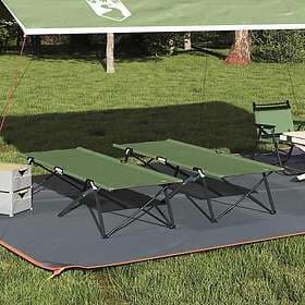 vidaXL Folding Sun Beds with Carry Bags 2 pcs Army Green 600D Oxford Fabric