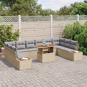 vidaXL Lounge Set with Cushion Beige, Grey 100 x 55 x 73 cm 11 pcs