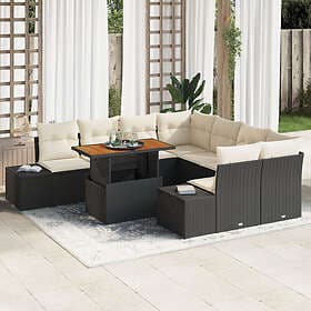 vidaXL Lounge Set 9 Pieces Black, Cream 100 x 55 x 73 cm