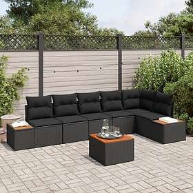 vidaXL Sofa Set 7 Pieces Black 319 x 154 x 85 cm Poly Rattan