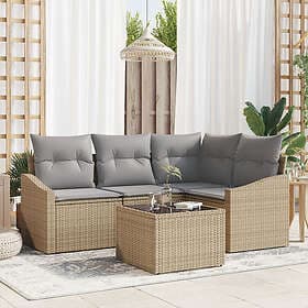 vidaXL Lounge Set with Cushion with Storage 5 pcs Beige Light Grey