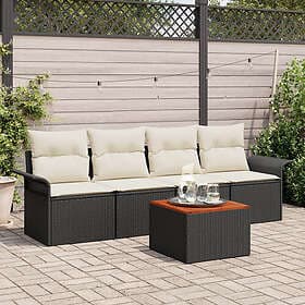 vidaXL Garden sofa set with cushion 5 pcs Black, Cream 55 x 55 x 37 cm