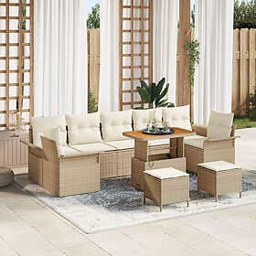 vidaXL Garden sofa set with cushion 10 pcs Beige, Cream 90 x 55 x 71 cm
