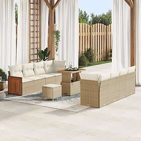 vidaXL Garden sofa set 11 pcs beige and cream white 90 x 55 x 71 cm
