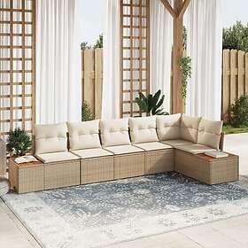 vidaXL 6 pcs beige and cream white Garden sofa set 319 x 154 x 85 cm