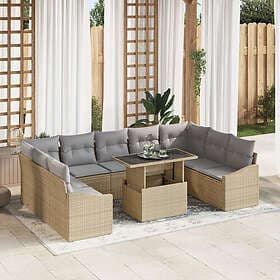 vidaXL Garden sofa set 10 pcs beige and light grey 100 x 55 x 73 cm