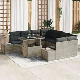 vidaXL Garden sofa set with cushion 9 pcs Light Grey 100 x 55 x 73 cm
