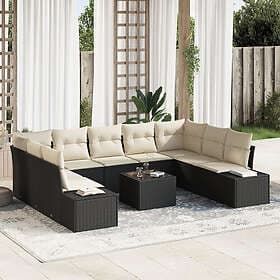 vidaXL Garden sofa set 10 pcs Black and cream white 289 x 209 x 85 cm