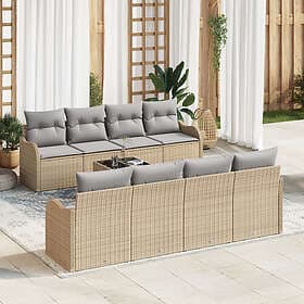 vidaXL Garden sofa set with cushion 9 pcs Beige, grey 55 x 55 x 37 cm