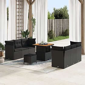 vidaXL Sofa with cushion Manual 9 pcs Black 80 x 80 x 71 cm