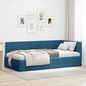 vidaXL Bed Frame with headboard Blue 90x200 cm Velvet