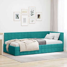 vidaXL Bed Frame with headboard Turquoise 90x200 cm Velvet