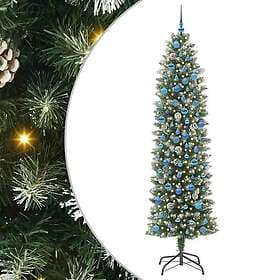 vidaXL Artificial Tree Slim Green and White 240cm 300 LEDs