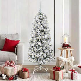 vidaXL Artificial Tree Hinged Green and White 150cm 150 LEDs