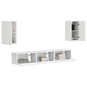 vidaXL 3409073 TV Bench Set Wall Mounted 3 pcs High Gloss White Engineered Wood