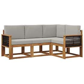 vidaXL Outdoor Sofa Set 4 pcs Natural and Light Grey Polyester