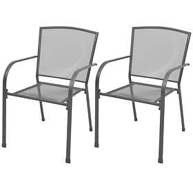 vidaXL Stackable Garden Chairs 2 pcs Steel Grey